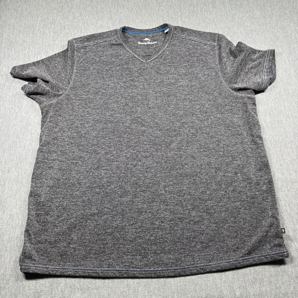 Tommy Bahama Shirt Mens 3XL Gray Heather Space Dye V-Neck Island Zone Knit Tee